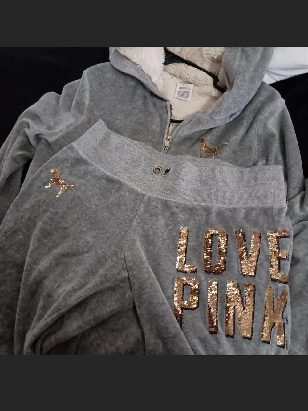 On Hold!! PINK Victoria's Secret Grey Blingy Tracksuit - Picture 2 of 5